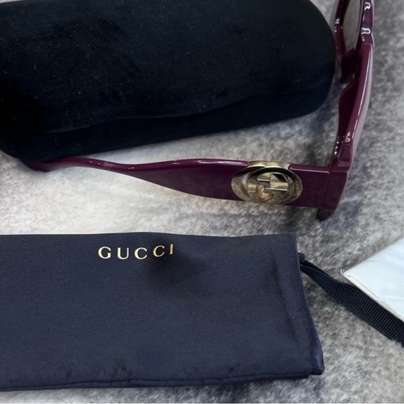 Gucci GG Logo Luxury Chocolate Brown Square Sunglasses GG1022S - Picture 11 of 11